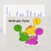 Baby Dino Triplets Kaart (Voorkant / Achterkant)