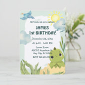 Baby Dino Verjaardag Kaart (Staand voorkant)