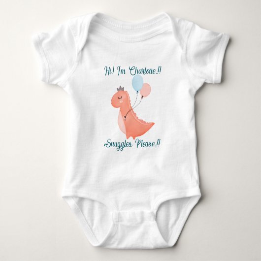 Baby Dino Verjaardagsfeestje Romper (Voorkant)