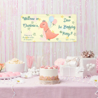 Baby Dino Verjaardagsfeestje Spandoek