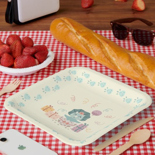 Baby Dino Verjaardagspapier Bord (Picknick)