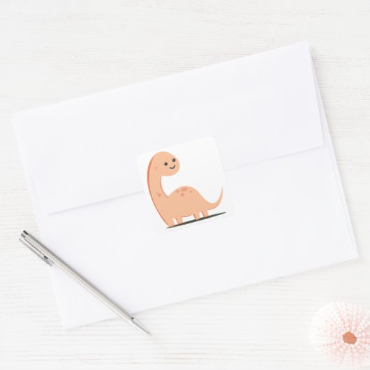 Baby Dino Vierkante Sticker (Envelop)
