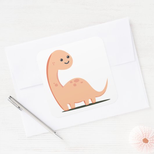 Baby Dino Vierkante Sticker (Envelop)