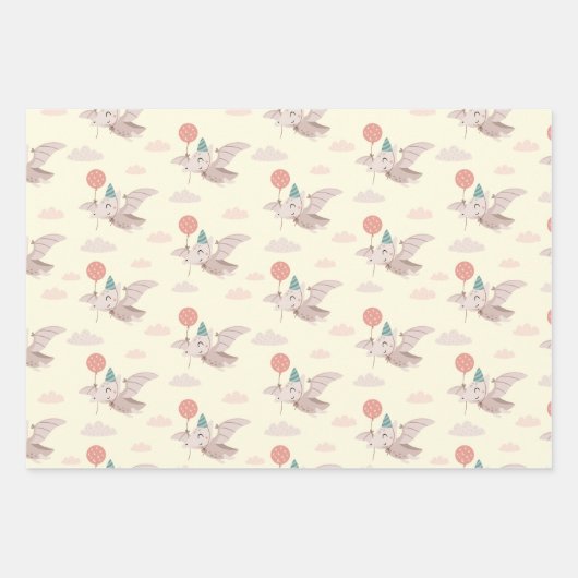 Baby Dino Wrapping Paper Flat Sheet Set van 3 (Voorkant 2)