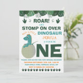 Baby Dinosaur 1e uitnodiging van de Birthday Party (Staand voorkant)