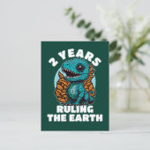 Baby Dinosaur 2 jaar oud Verjaardag Briefkaart (Staand voorkant)
