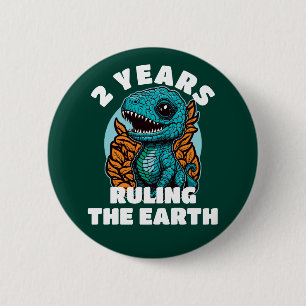 Baby Dinosaur 2 jaar oud Verjaardag Ronde Button 5,7 Cm