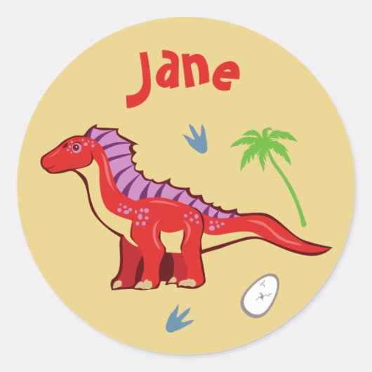 Baby Dinosaur Amargasaurus Ronde Sticker (Voorkant)