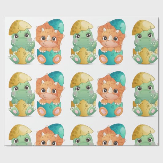 Baby dinosaur baby shower cadeaupapier (Vlak)