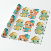 Baby dinosaur baby shower cadeaupapier (Uitgerold)