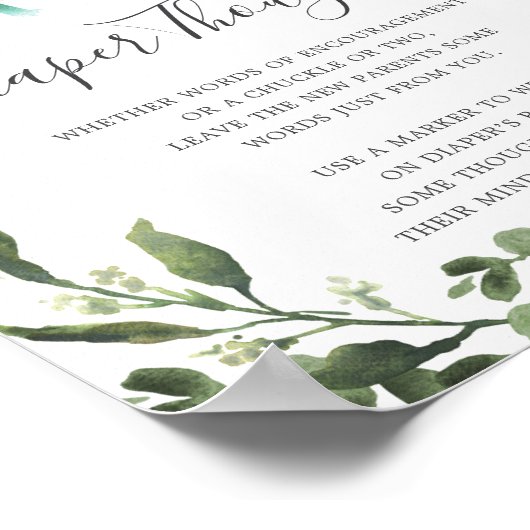 Baby Dinosaur Baby shower Diaper Thoughts Sign Poster (Hoek)