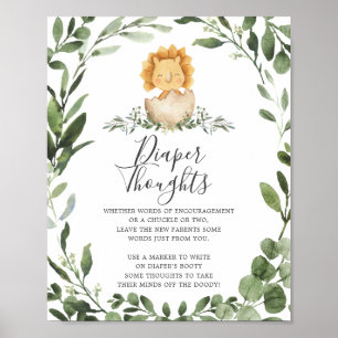 Baby Dinosaur Baby shower Diaper Thoughts Sign Poster