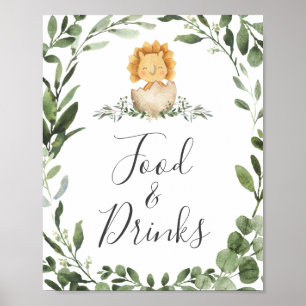 Baby Dinosaur Baby shower Food and Drinken Sign Poster