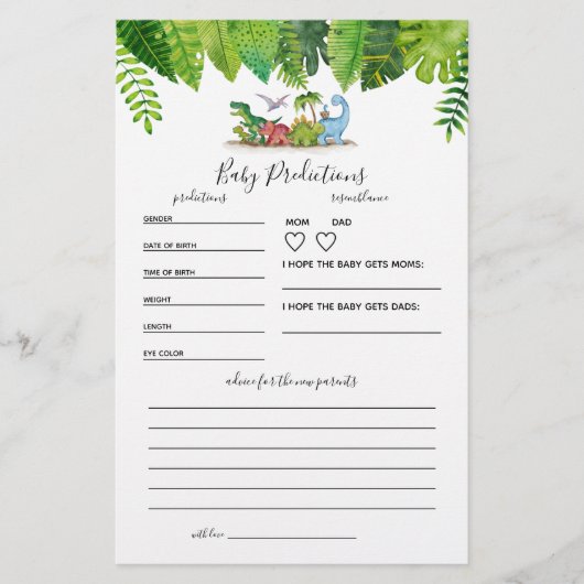 Baby Dinosaur Baby shower Game (Voorkant)