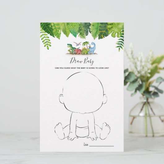 Baby Dinosaur Baby shower Game tekenen (Staand voorkant)