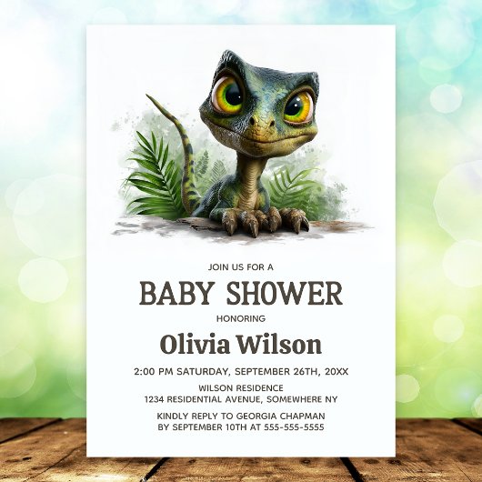 Baby Dinosaur Baby Shower Invitation Kaart