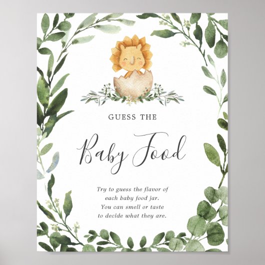 Baby Dinosaur Baby shower raadt het Baby bord Poster (Voorkant)