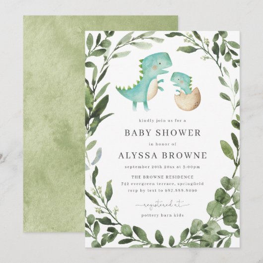 Baby Dinosaur Baby shower Uitnodiging (Voorkant / Achterkant)