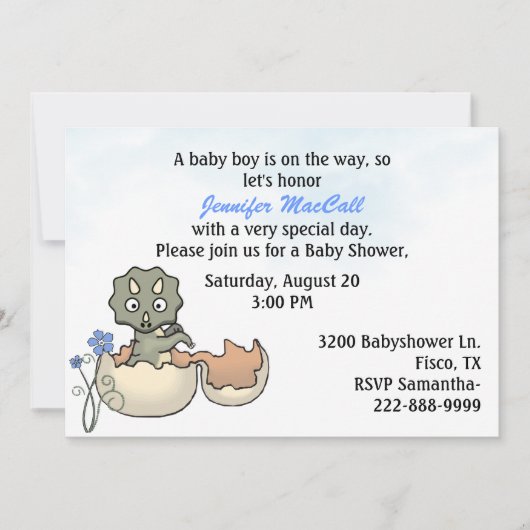 Baby Dinosaur Baby shower Uitnodiging (Voorkant)