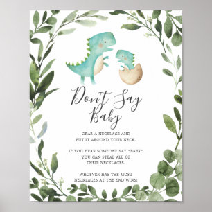 Baby Dinosaur Baby shower Zeg geen Baby Poster