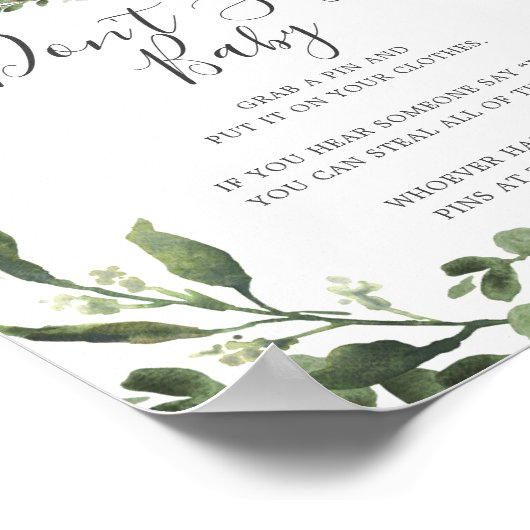 Baby Dinosaur Baby shower Zeg geen Baby Poster (Hoek)