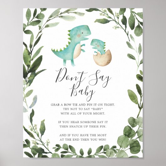 Baby Dinosaur Baby shower Zeg geen Baby Poster (Voorkant)