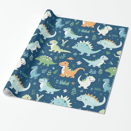 Baby Dinosaur Cadeaupapier (Uitgerold)