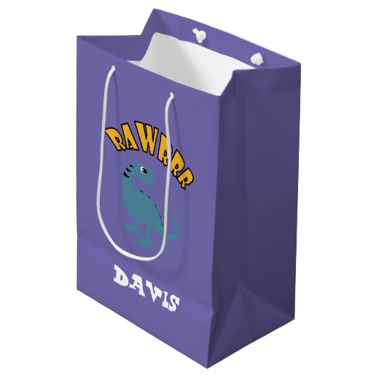 Baby Dinosaur Design - Gift Bag - Middelgroot Medium Cadeauzakje (Voorkant Gekanteld)