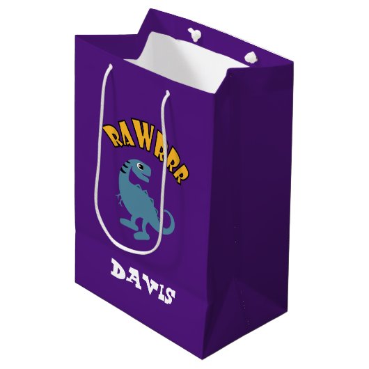 Baby Dinosaur Design - Gift Bag - Middelgroot Medium Cadeauzakje (Voorkant Gekanteld)
