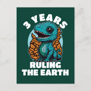 Baby Dinosaur Drie Jaar Verjaardag Briefkaart