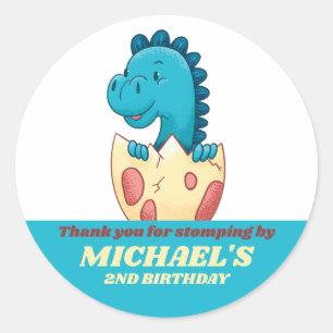 Baby Dinosaur Egg Kids Birthday Party Baby shower Ronde Sticker