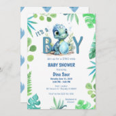 Baby Dinosaur Ei Groen en Blauw Baby shower Kaart (Voorkant / Achterkant)
