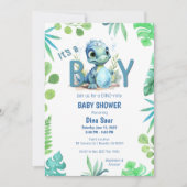 Baby Dinosaur Ei Groen en Blauw Baby shower Kaart (Voorkant)