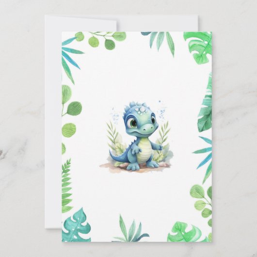 Baby Dinosaur Ei Groen en Blauw Baby shower Kaart (Achterkant)