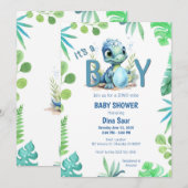 Baby Dinosaur Ei Groen en Blauw Baby shower Kaart (Voorkant / Achterkant)