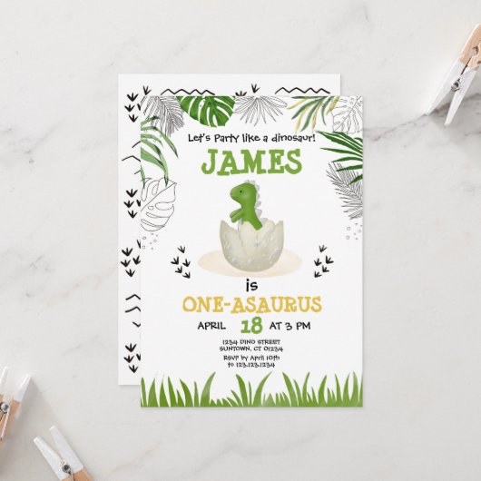 Baby Dinosaur elke dag Kaart (Voorkant / Achterkant in situ)