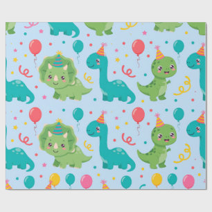 Baby Dinosaur Feestje Inpakpapier