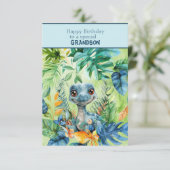 Baby Dinosaur Happy Birthday Special Grandson Kaart (Staand voorkant)