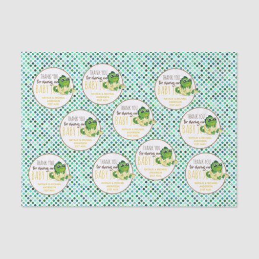 Baby Dinosaur Hatching Egg Cute Boys Girls Shower Tissuepapier (Voorkant)