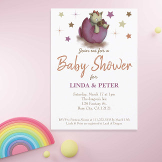 Baby Dinosaur Hatching Paars Girl Baby shower Kaart