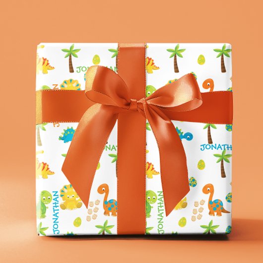 Baby Dinosaur Jurassic gepersonaliseerd Cadeaupapier