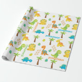 Baby Dinosaur Jurassic gepersonaliseerd Cadeaupapier (Uitgerold)