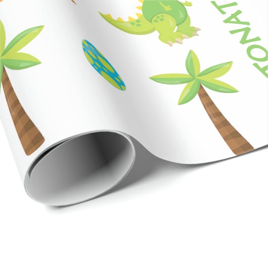 Baby Dinosaur Jurassic gepersonaliseerd Cadeaupapier (Rol Hoek)