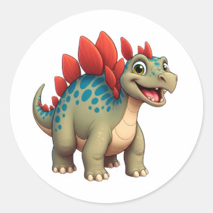 Baby Dinosaur Karakter voor Kinderen Ronde Sticker