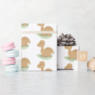 Baby Dinosaur op Leaf Cadeaupapier