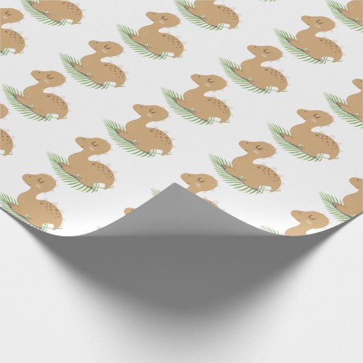 Baby Dinosaur op Leaf Cadeaupapier (Hoek)