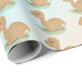 Baby Dinosaur op Leaf en Rainbow Cadeaupapier (Rol Hoek)