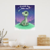 Baby Dinosaur op Night Sky, Kwekerij  Poster (Keuken)