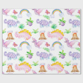 Baby Dinosaur Pastel Colors Cute Cadeaupapier (Vlak)