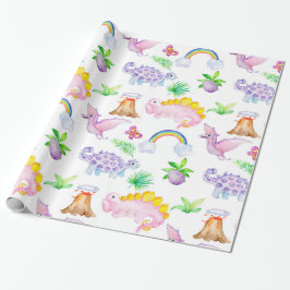 Baby Dinosaur Pastel Colors Cute Cadeaupapier